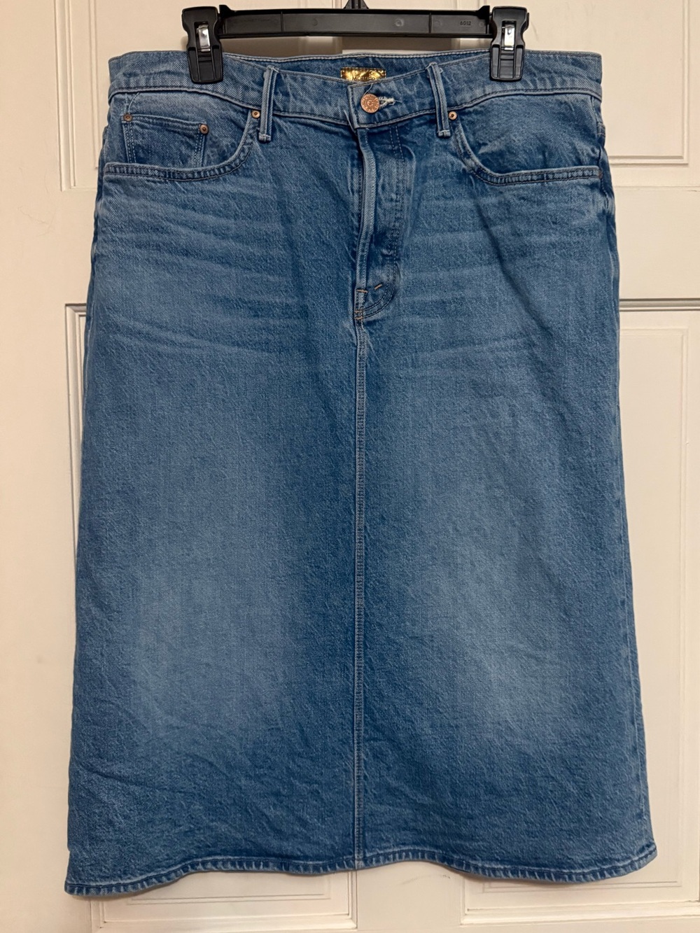 MOTHER Vagabond Midi Skirt - Light Blue Denim